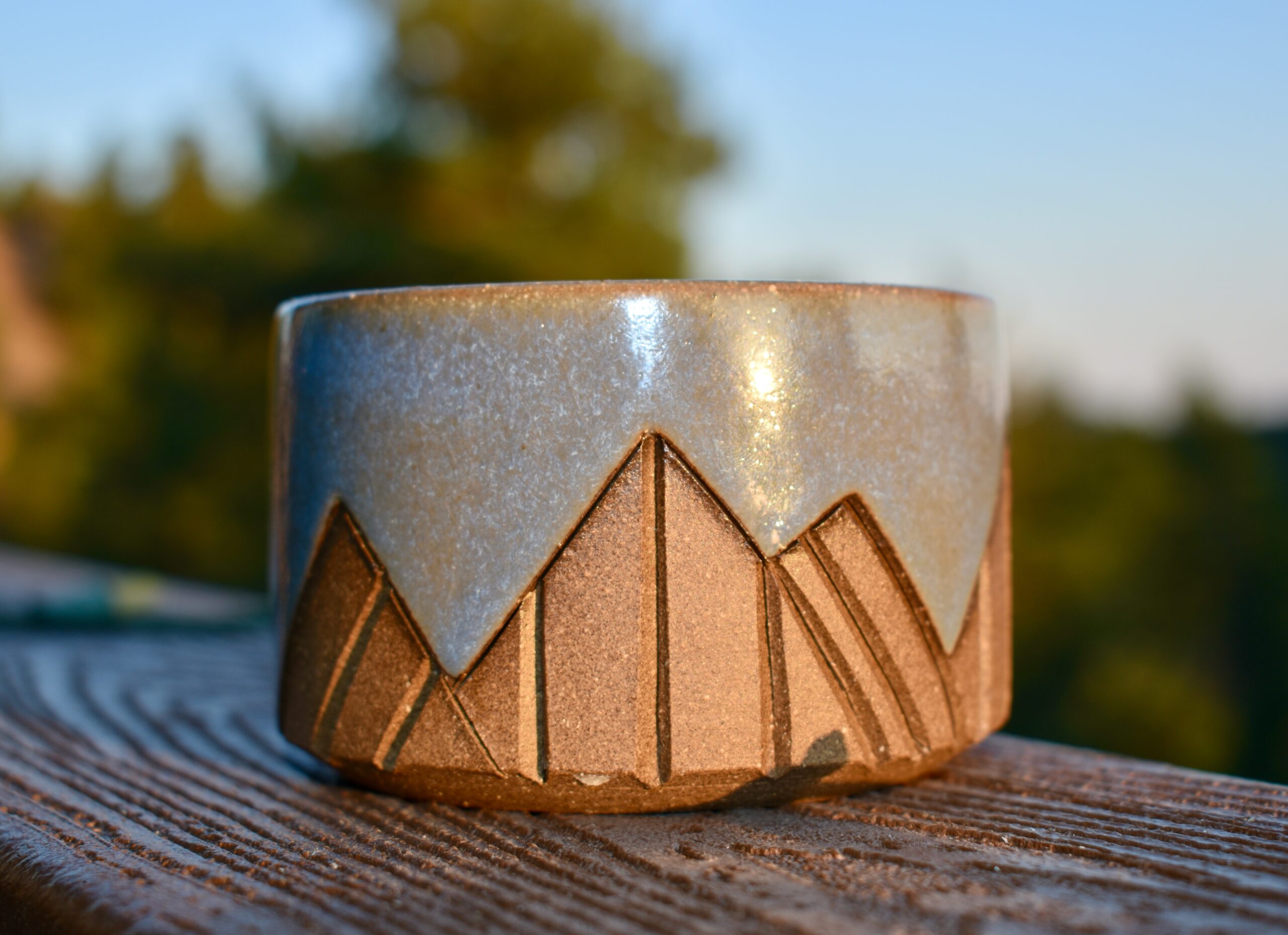 Blue Hand Carved Ceramic Shaving Bowl