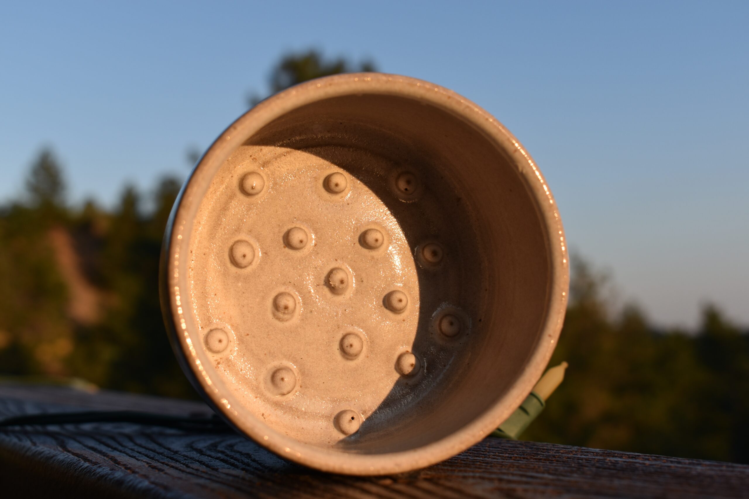 Bottom of Hand Carved Ceramic Shaving Bowl