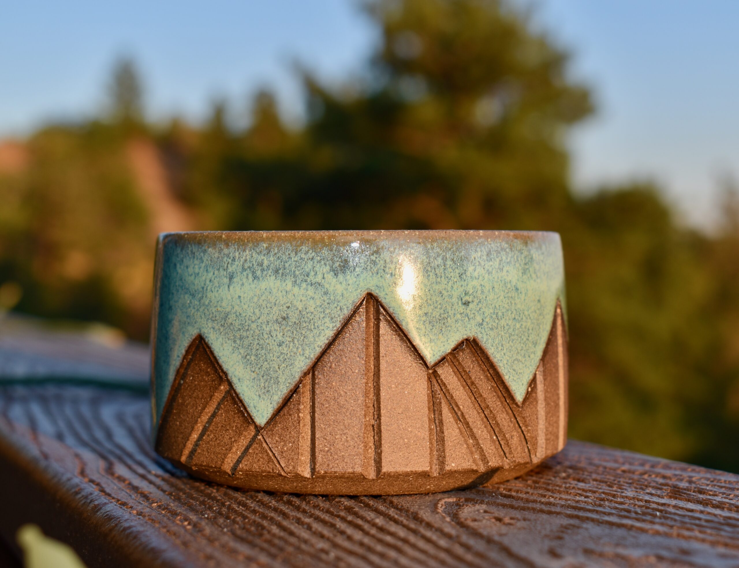 Starry Night Blue Hand Carved Ceramic Shaving Bowl